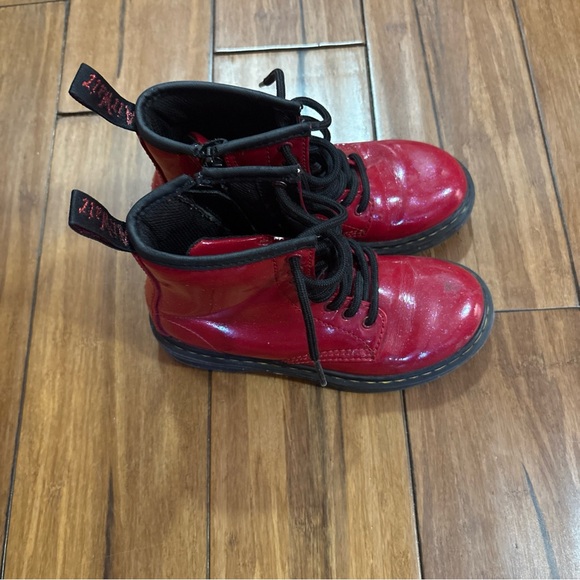 Dr. Martens Other - Dr Doc Martens 1460 J Lace Up Side Zip AW004 Red Leather Boots Kids Size 13